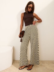 Friends Like These White/Green Petite Elasticated Waist Stretch Jersey Trousers - Image 4 of 5