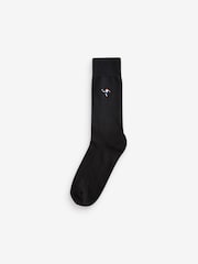 Black Fun Embroidered Socks 5 Pack - Image 2 of 6