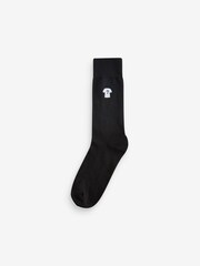 Black Fun Embroidered Socks 5 Pack - Image 6 of 6