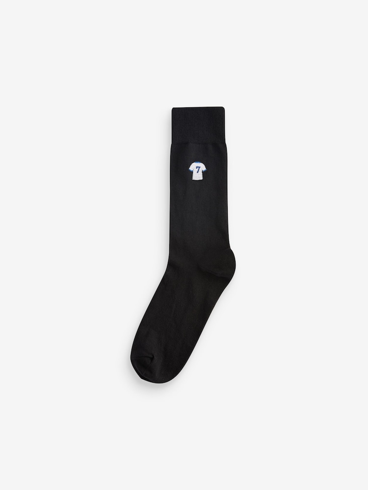 Black Fun Embroidered Socks 5 Pack - Image 6 of 6