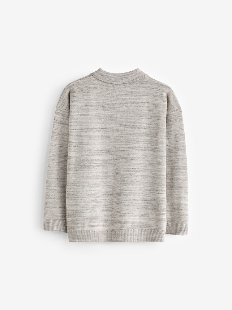 Neutral Long Sleeve Quarter Zip Polo Shirt (3-16yrs) - Image 2 of 3