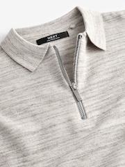 Neutral Long Sleeve Quarter Zip Polo Shirt (3-16yrs) - Image 3 of 3