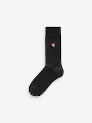 Black Football Fun Embroidered Socks 5 Pack - Image 3 of 8