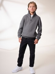 Charcoal Grey Utility Knitted Quarter Zip Jumper (3-16yrs) - Image 2 of 9