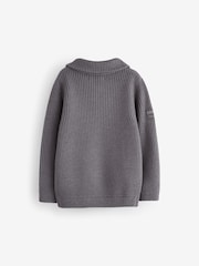 Charcoal Grey Utility Knitted Quarter Zip Jumper (3-16yrs) - Image 7 of 9