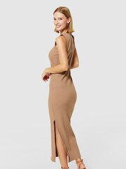 Closet London Brown Maxi Bodycon Ribbed Dress - Image 2 of 5