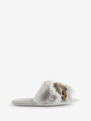 Accessorize Grey Faux Fur Planet Mules Slippers - Image 2 of 4