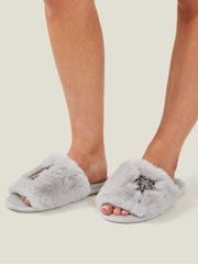 Accessorize Grey Faux Fur Planet Mules Slippers - Image 4 of 4