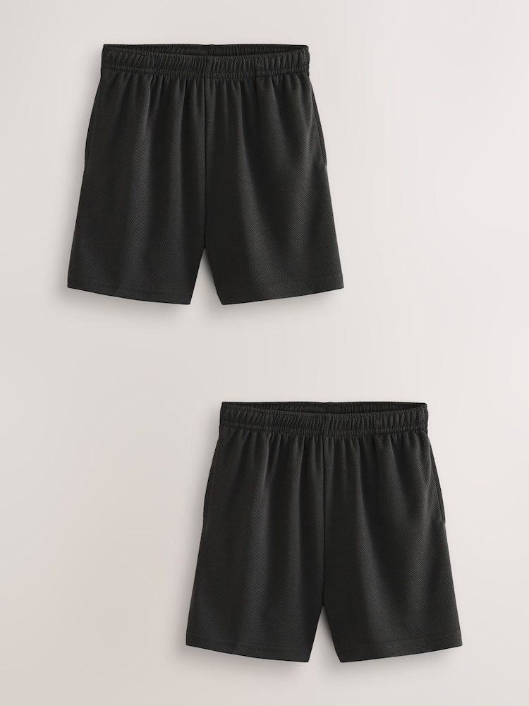 Black 2 Pack Sports Shorts (3-16yrs) - Image 1 of 4