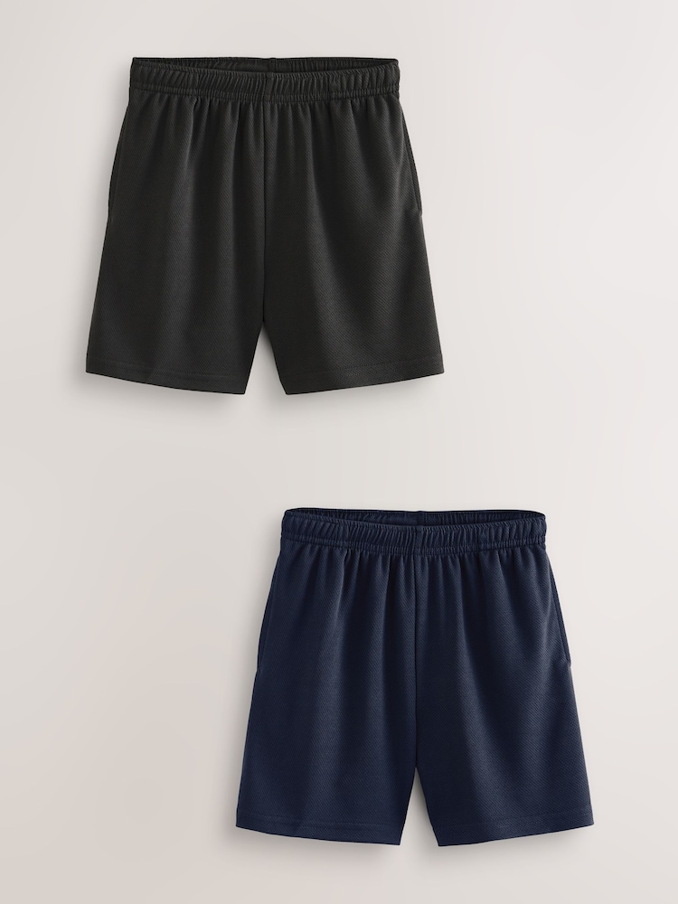 Black/Navy 2 Pack Sports Shorts (3-16yrs) - Image 1 of 10