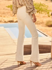Friends Like These Ecru Cream High Waist Pocket Flare Jeans - Image 2 of 4