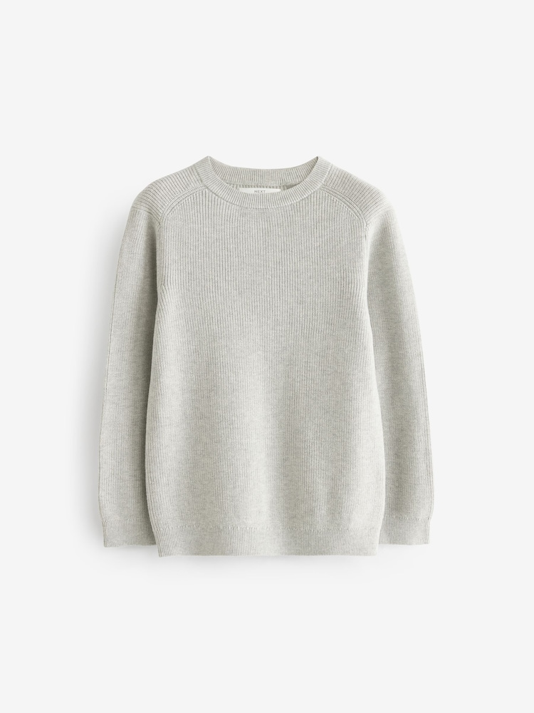 Grey Without Stag 100% Cotton Crew Neck Knitted Jumper (3-16yrs) - Image 1 of 1