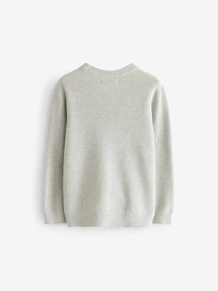 Grey Without Stag 100% Cotton Crew Neck Knitted Jumper (3-16yrs) - Image 2 of 3