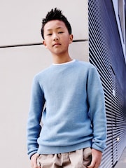 Blue Without Stag 100% Cotton Crew Neck Knitted Jumper (3-16yrs) - Image 1 of 7