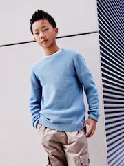 Blue Without Stag 100% Cotton Crew Neck Knitted Jumper (3-16yrs) - Image 3 of 7