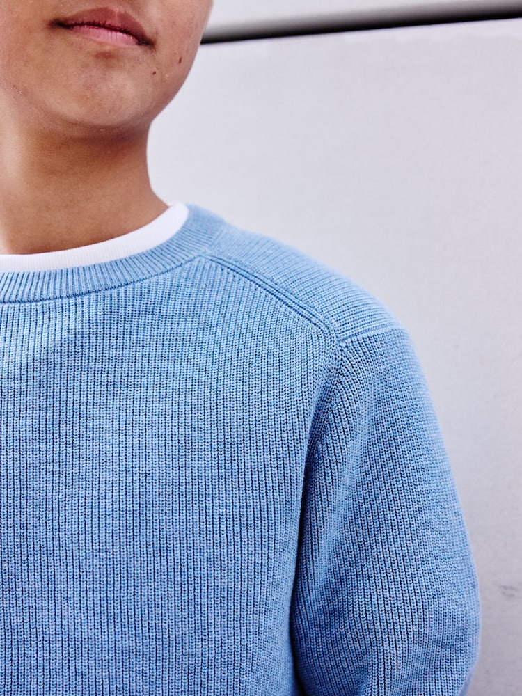 Blue Without Stag 100% Cotton Crew Neck Knitted Jumper (3-16yrs) - Image 4 of 7