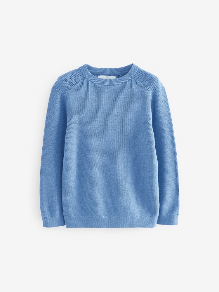 Blue Without Stag 100% Cotton Crew Neck Knitted Jumper (3-16yrs) - Image 5 of 7