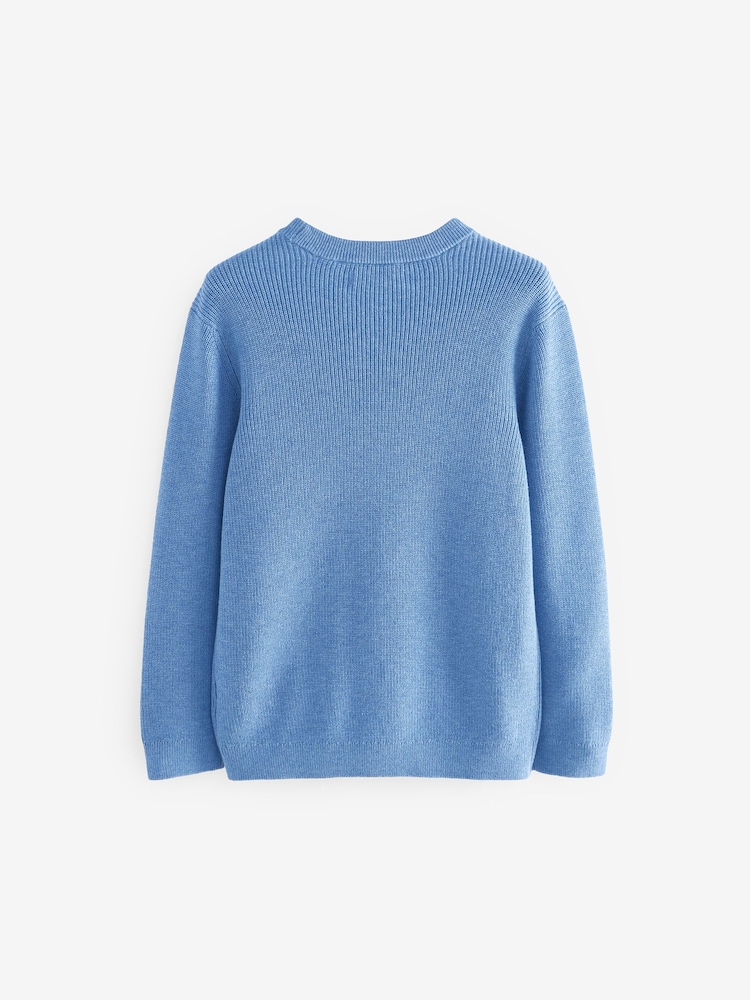 Blue Without Stag 100% Cotton Crew Neck Knitted Jumper (3-16yrs) - Image 6 of 7