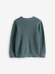 Mineral Blue Without Stag 100% Cotton Crew Neck Knitted Jumper (3-16yrs) - Image 2 of 4