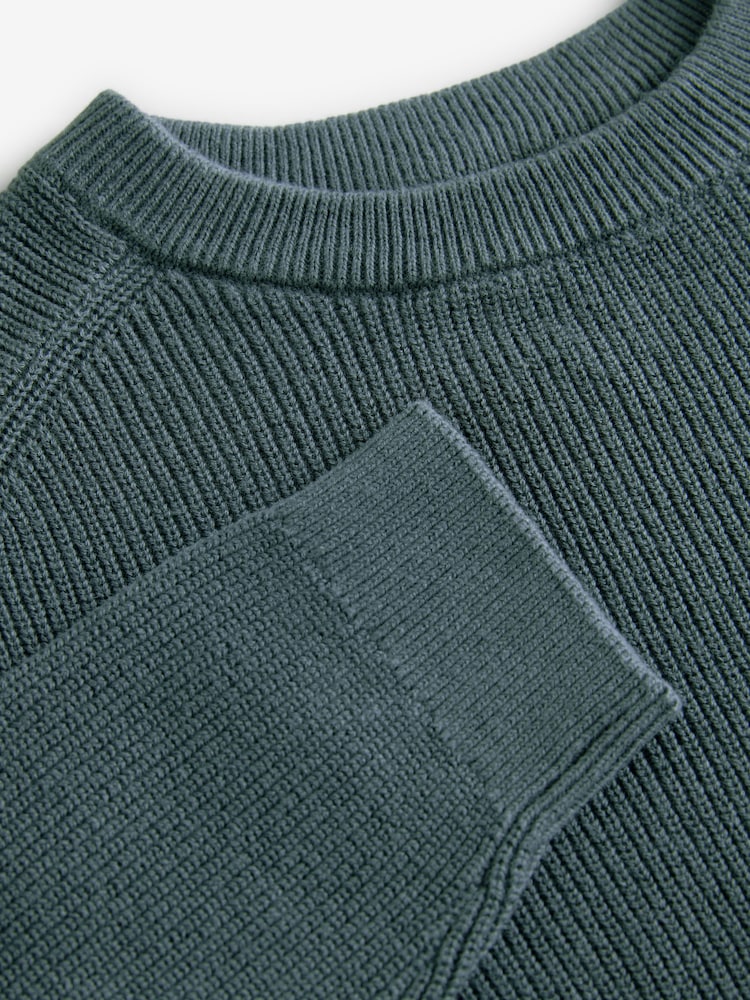 Mineral Blue Without Stag 100% Cotton Crew Neck Knitted Jumper (3-16yrs) - Image 3 of 4