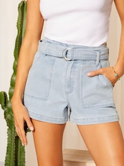 Friends Like These Blue Belted Denim Shorts - Image 3 of 4