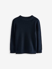 Navy Blue Without Stag 100% Cotton Crew Neck Knitted Jumper (3-16yrs) - Image 1 of 1