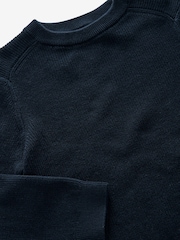 Navy Blue Without Stag 100% Cotton Crew Neck Knitted Jumper (3-16yrs) - Image 3 of 3