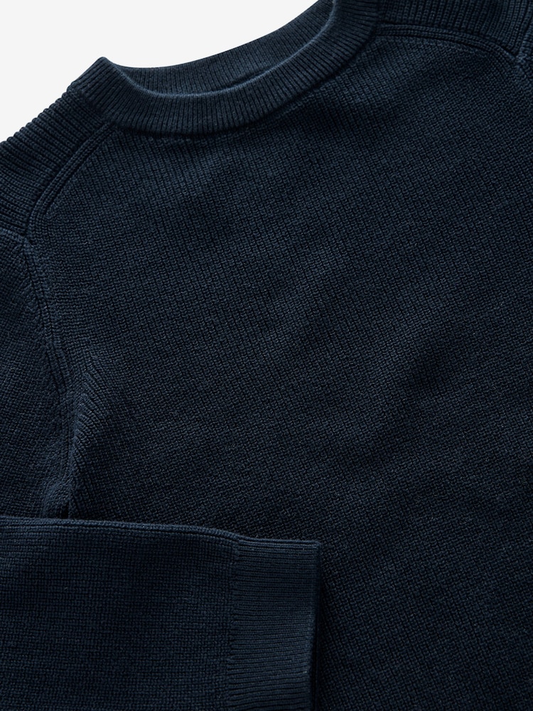 Navy Blue Without Stag 100% Cotton Crew Neck Knitted Jumper (3-16yrs) - Image 3 of 3