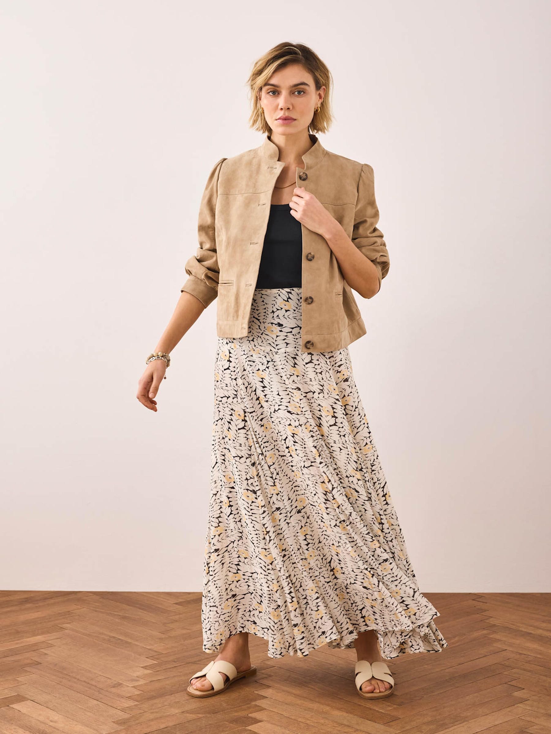 Buy Mint Velvet Black/Cream Floral Print Midi Skirt from Next USA