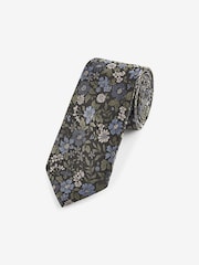 Forest Green Floral/Polka Dot Design Ties And Tie Clip 2 Pack - Image 3 of 7
