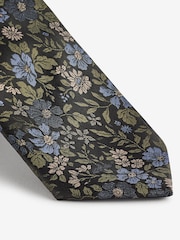 Forest Green Floral/Polka Dot Design Ties And Tie Clip 2 Pack - Image 5 of 7