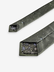 Forest Green Floral/Polka Dot Design Ties And Tie Clip 2 Pack - Image 6 of 7