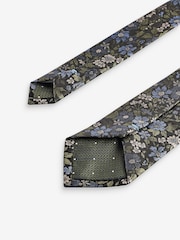 Forest Green Floral/Polka Dot Design Ties And Tie Clip 2 Pack - Image 7 of 7