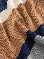 Blue/Neutral Stripe Knitted Crew Neck Jumper (3-16yrs) - Image 3 of 3