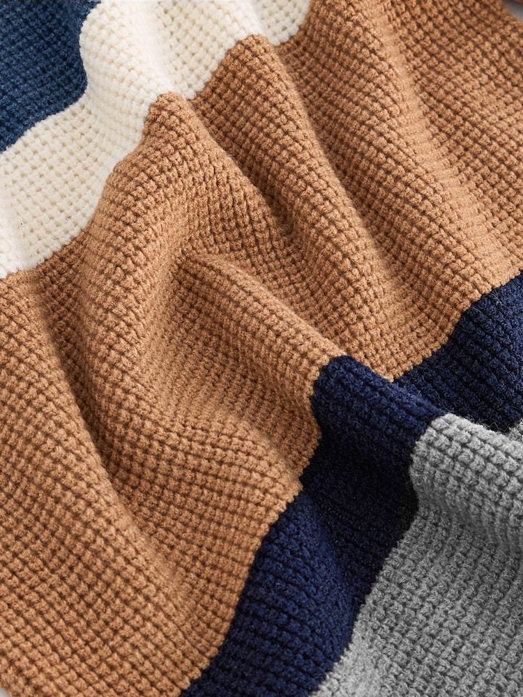 Blue/Neutral Stripe Knitted Crew Neck Jumper (3-16yrs) - Image 3 of 3 Blue/Neutral Stripe Knitted Crew Neck Jumper (3-16yrs) - Image 3 of 3