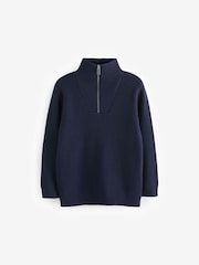 Navy Blue Knitted Quarter Zip Jumper (3-16yrs) - Image 1 of 3