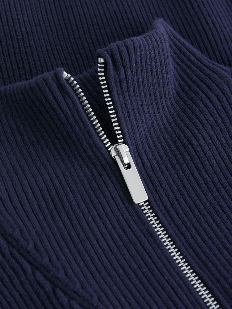 Navy Blue Knitted Quarter Zip Jumper (3-16yrs) - Image 3 of 3