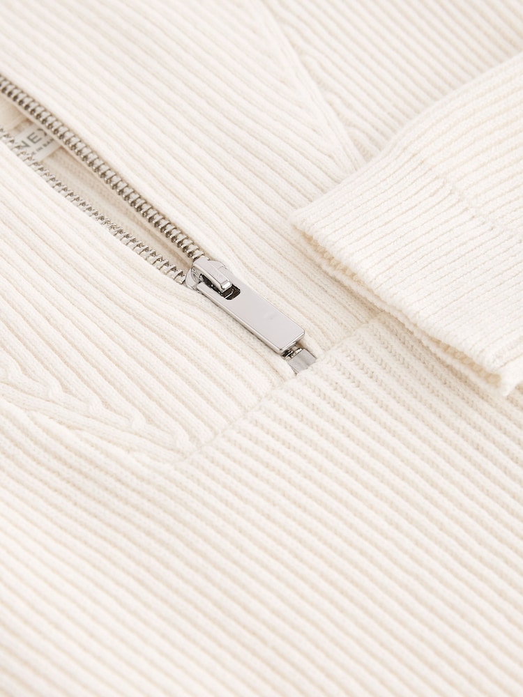 Ecru/Cream Knitted Quarter Zip Jumper (3-16yrs) - Image 5 of 5