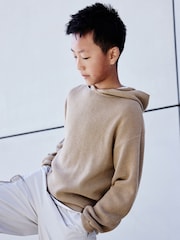 Tan Brown Knitted Hoodie (3-16yrs) - Image 1 of 6