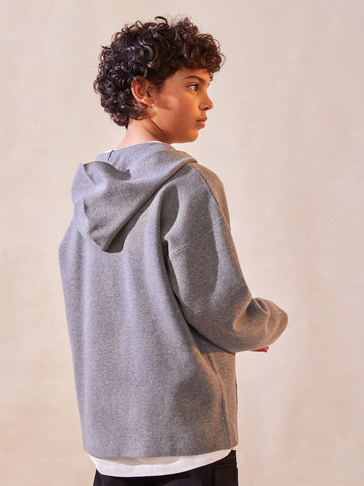 Grey Quarter Zip Knitted Hoodie (3-16yrs) - Image 2 of 7