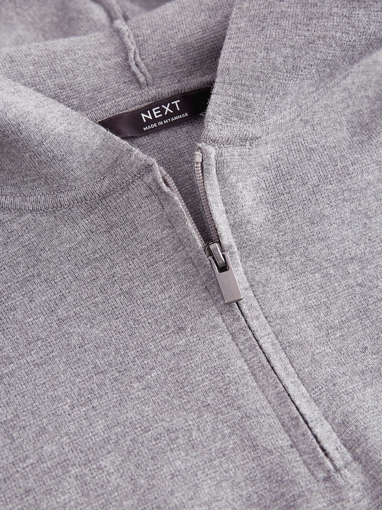 Grey Quarter Zip Knitted Hoodie (3-16yrs) - Image 6 of 6