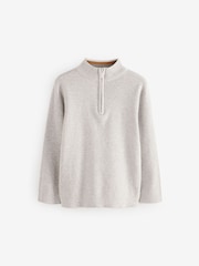Grey Quarter Zip 100% Cotton Jumper (3-16yrs) - Image 1 of 3