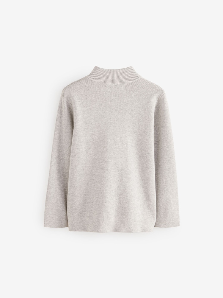 Grey Quarter Zip 100% Cotton Jumper (3-16yrs) - Image 2 of 3 Grey Quarter Zip 100% Cotton Jumper (3-16yrs) - Image 2 of 3