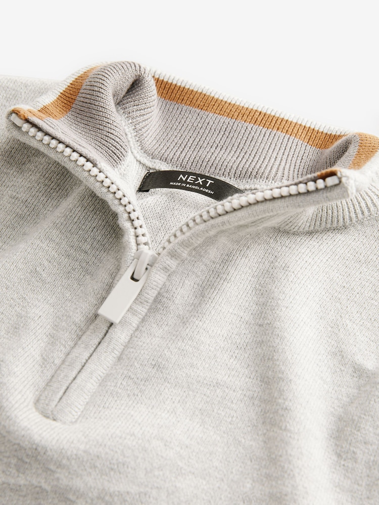 Grey Quarter Zip 100% Cotton Jumper (3-16yrs) - Image 3 of 3