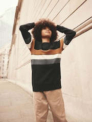 Neutral/Navy Stripe Long Sleeve 100% Cotton Crew Neck Jumper (3-16yrs) - Image 2 of 8