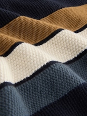 Neutral/Navy Stripe Long Sleeve 100% Cotton Crew Neck Jumper (3-16yrs) - Image 8 of 8