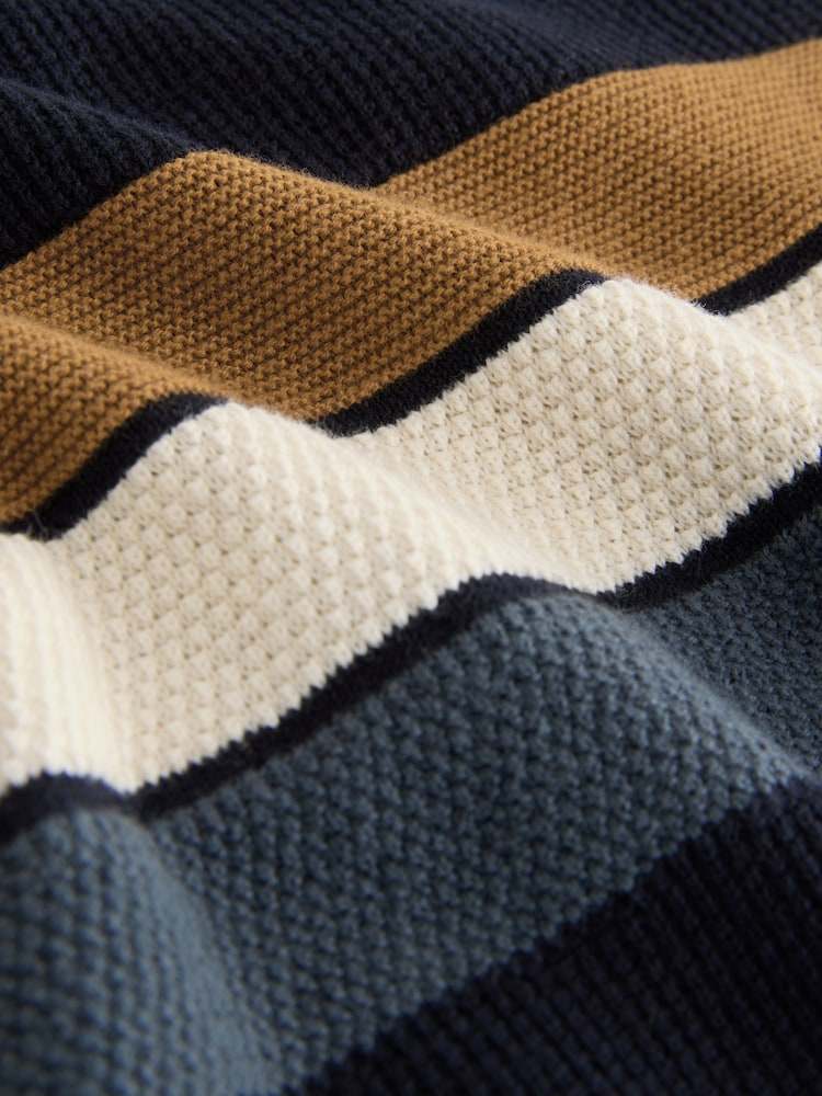 Neutral/Navy Stripe Long Sleeve 100% Cotton Crew Neck Jumper (3-16yrs) - Image 8 of 8