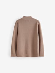 Tan Brown Quarter Zip 100% Cotton Jumper (3-16yrs) - Image 2 of 3
