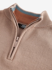 Tan Brown Quarter Zip 100% Cotton Jumper (3-16yrs) - Image 3 of 3