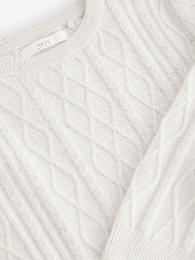 Ecru Cream Cable Knit Jumper (3-16yrs) - Image 3 of 3